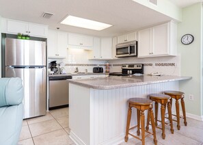 Fridge, microwave, oven, dishwasher