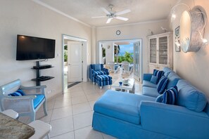 TV, DVD player, books - Private Beachfront Oasis - Reeds House 1 (3 bed) (Reeds Bay)