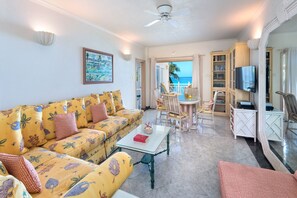 TV, DVD player, books - Private Beachfront Oasis - Reeds House 1 (3 bed) (Reeds Bay)