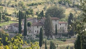 A rural village with stone buildings surrounded by olive groves and cypress trees. - Casa Bonannia A: A cheerful one-story apartment in the characteristic style of the Tuscan countryside. (Bagno a Ripoli)