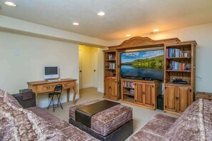 TV, fireplace, video games, offices