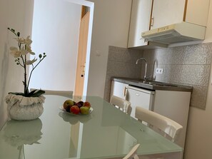 Fridge, stovetop, dishwasher, cookware/dishes/utensils