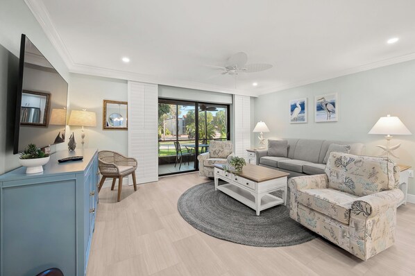 TV, DVD player - Newly Renovated Garden View 2 bed, 2 bath at Sanibel Moorings #231 (Sanibel)