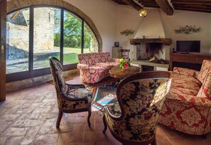 TV, fireplace, DVD player, stereo