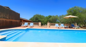 Pool - Can Guillem 415 rustic finca with private pool, terrace, air conditioning and WiFi (Campos)