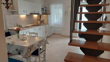 Fridge, microwave, coffee/tea maker, electric kettle