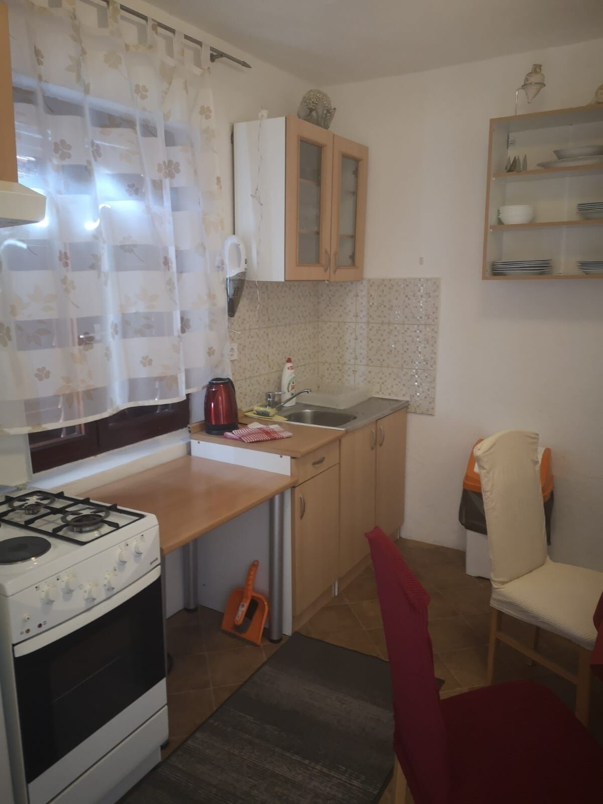 Fridge, microwave, oven, electric kettle