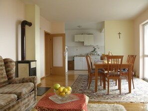 TV, DVD player, foosball