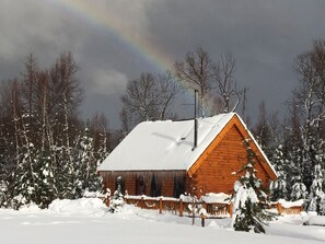 Exterior - BC Log cabin 1 mile from Mt Washington Hotel, beach, slope views! Hot tub, volleyball, trails! (Bretton Woods)