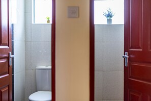 Shower, towels, soap, shampoo