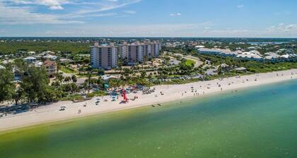 The newly renovated condo is steps away from Barefoot Beach, and Lover's Key