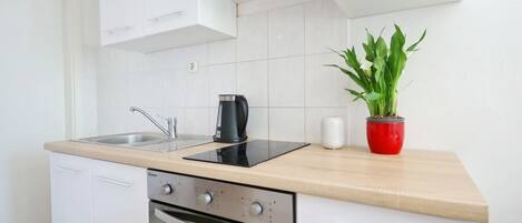 Kühlschrank, Mikrowelle, Herdplatte, Geschirrspüler