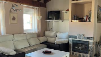 TV connectée, cheminée, lecteur de DVD, chaßne hi-fi