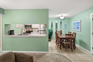 Fridge, microwave, oven, stovetop - Waterfront Dock View 2 bed, 2 bath at Sanibel Moorings #1632 (Sanibel)