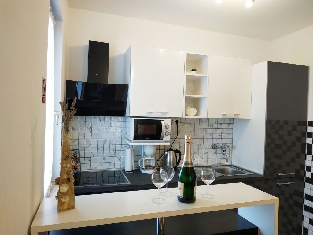 Fridge, microwave, oven, coffee/tea maker