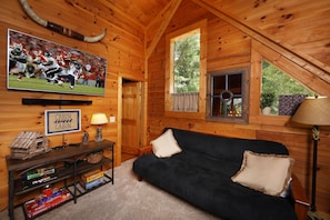 TV, caminetto, lettore DVD, tavolo da ping pong