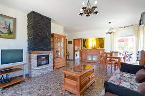 TV, fireplace, DVD player