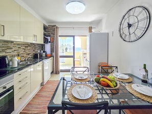 Fridge, microwave, oven, dishwasher