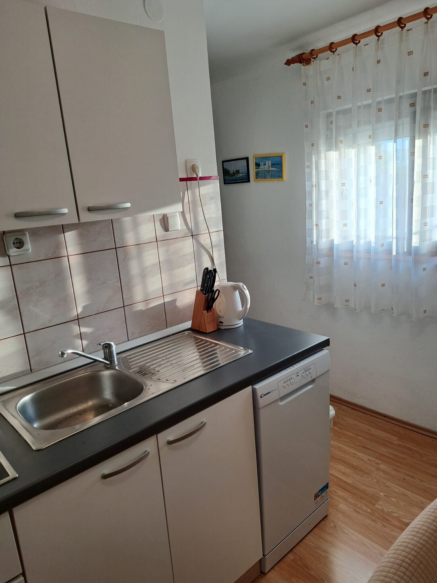 Fridge, microwave, dishwasher, electric kettle