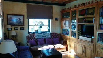 TV, fireplace, DVD player, stereo