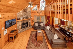 TV, fireplace, DVD player, ping pong