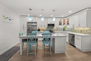 Fridge, microwave, oven, stovetop - Waterfront Dock View 2 bed, 2 bath at Sanibel Moorings #1342 (Sanibel)