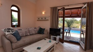 TV, fireplace - Villa Cherry House with pool in Višnjan,Istria (Višnjan)