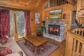 TV, fireplace, video games, foosball - Abide With Me: Semi-Secluded, Mountain View, TOP Amenities, Game Room, close to all attractions! (Sevierville)