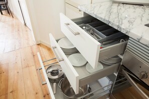 Fridge, microwave, oven, dishwasher