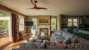 TV, fireplace, table football, video library