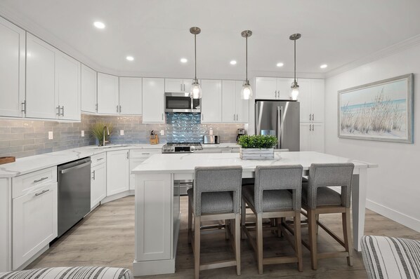 Fridge, microwave, oven, stovetop - Newly Renovated Beach Front 2 bed, 2 bath at Sanibel Moorings #511 (Sanibel)