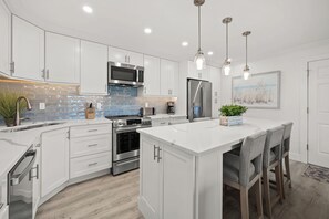 Fridge, microwave, oven, stovetop - Newly Renovated Beach Front 2 bed, 2 bath at Sanibel Moorings #511 (Sanibel)