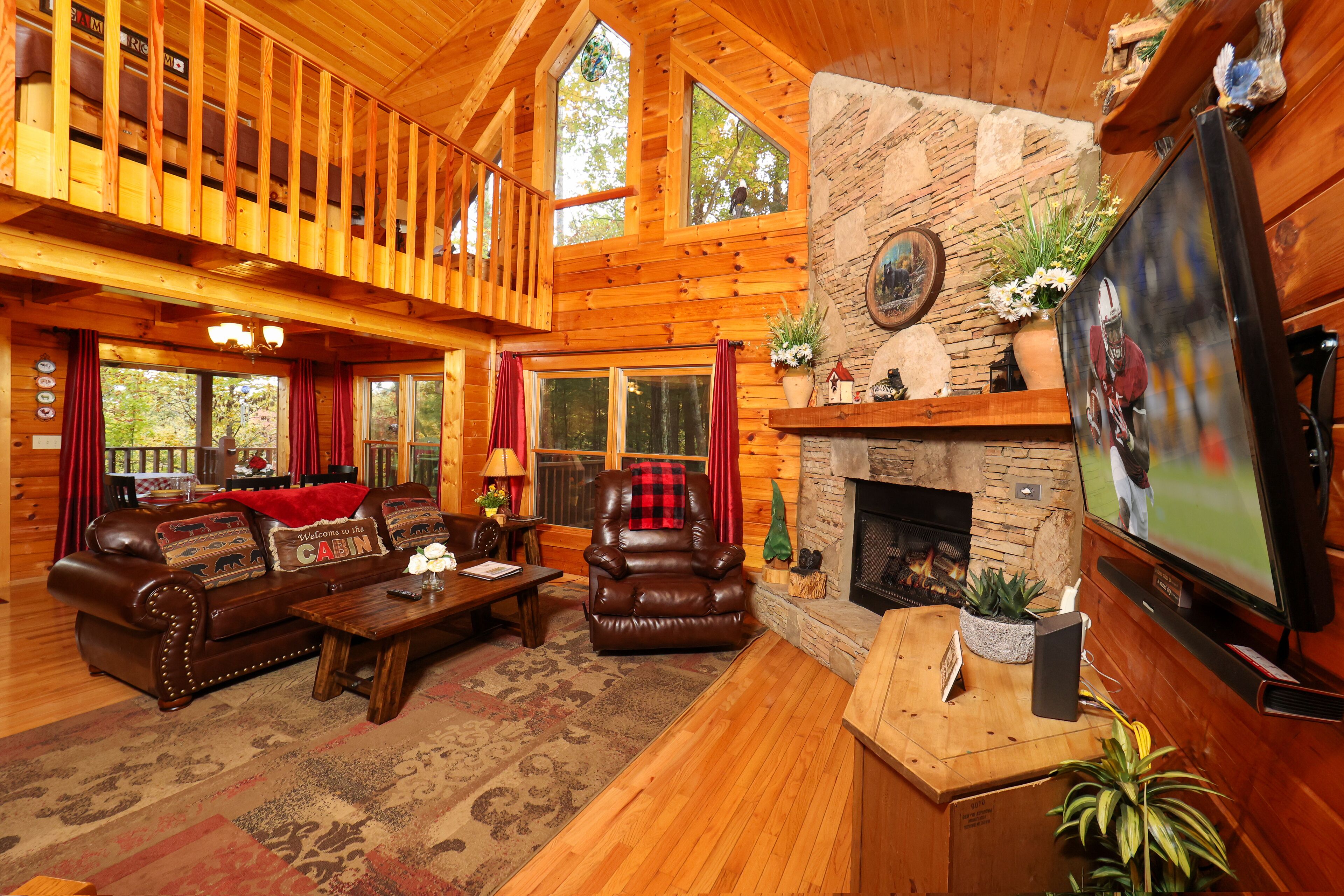 Flat-screen TV, fireplace, DVD player, table tennis