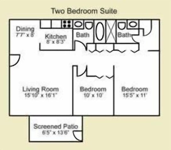 Floor plan - Beach Front 2 bed, 2 bath at Sanibel Moorings #122 (Sanibel)