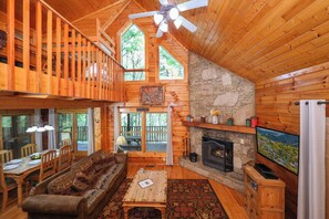 TV, caminetto, lettore DVD, tavolo da ping pong