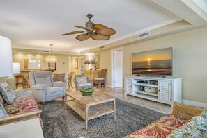 Smart TV, DVD player, books, offices