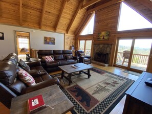 Smart TV, fireplace, DVD player, books