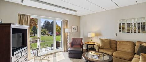 Smart TV, fireplace, DVD player