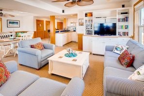 TV, DVD player, books
