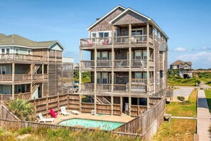 Exterior - Oceanfront Dog Friendly Home in Hatteras w/ Pool, Hot Tub, Elevator, Game Room (Hatteras)