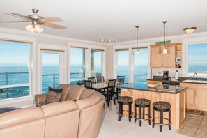 Smart TV, fireplace, DVD player, books