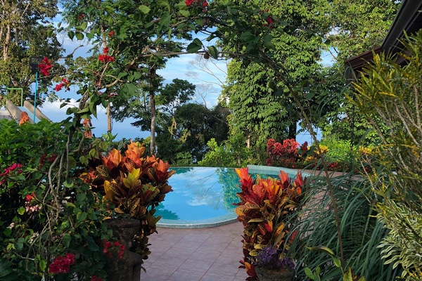 Garden entrance to pool area