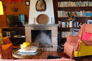 Televisie en een open haard