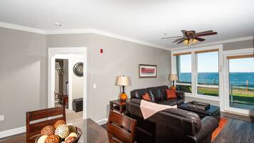 Smart TV, chimenea, reproductor de DVD y libros