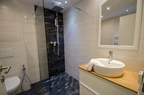 Regadera, secadora de cabello, toallas 