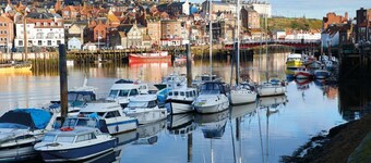 Denne attraktive hytta på Whitby Lighthouse-området har en hevet dekk som gir fantastisk utsikt.