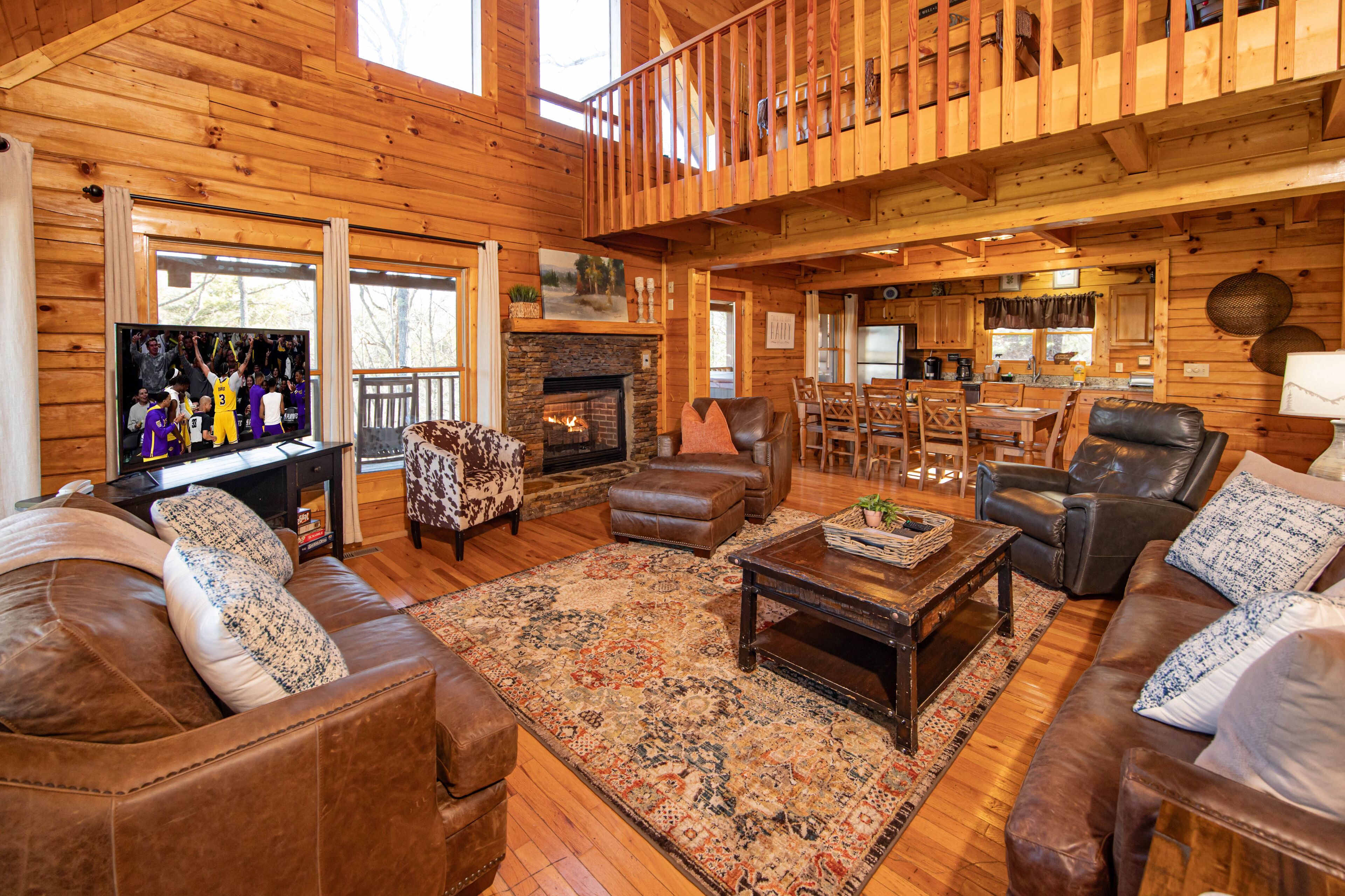 TV, fireplace, video games, DVD player