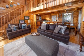 TV, fireplace, video games, DVD player