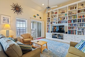 TV, books, video library