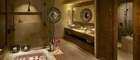 Bathtub, hair dryer, towels